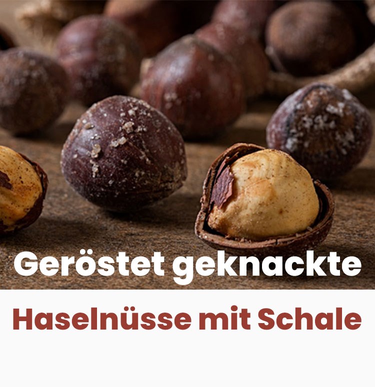 Geröstet geknackte Haselnüsse mit Schale